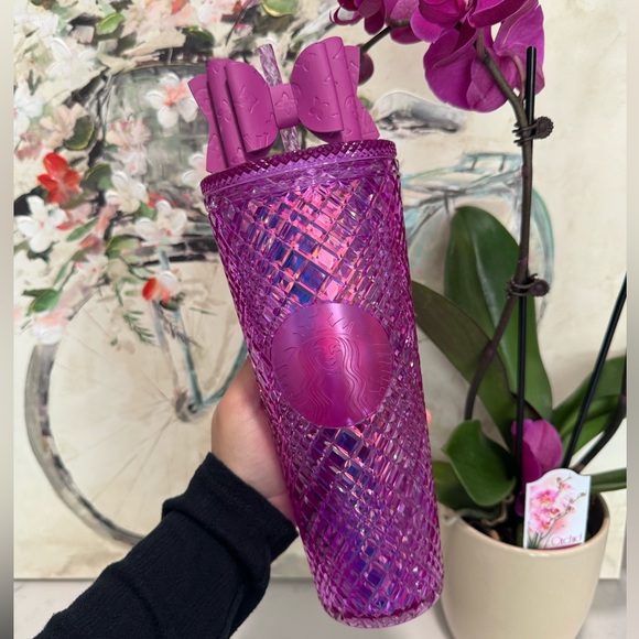 SOLD🌷💐 STARBUCKS pink magenta Valentine’s Day jeweled taffy tumbler ✨ - Picture 3 of 17